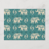 Elephant Blauwgroen Caravan Pattern Briefkaart (Voorkant)