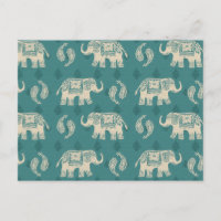 Elephant Blauwgroen Caravan Pattern