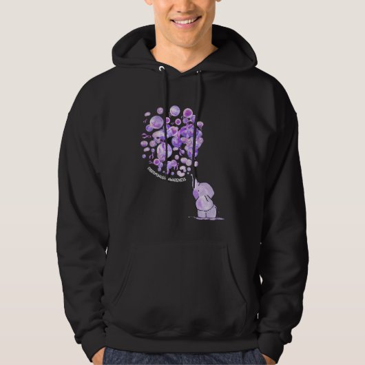 Elephant Blowing Upp Purplee Balloons Fibromyalgia Hoodie (Voorkant)