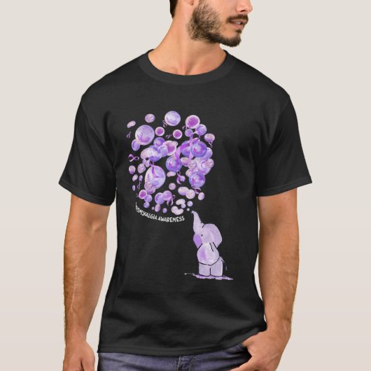 Elephant Blowing Upp Purplee Balloons Fibromyalgia T-shirt (Voorkant)