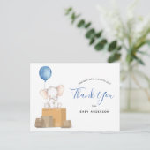 Elephant Blue Baby shower per post Hartelijk dank Briefkaart (Staand voorkant)
