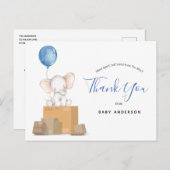 Elephant Blue Baby shower per post Hartelijk dank Briefkaart (Voorkant / Achterkant)