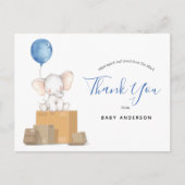 Elephant Blue Baby shower per post Hartelijk dank Briefkaart (Voorkant)