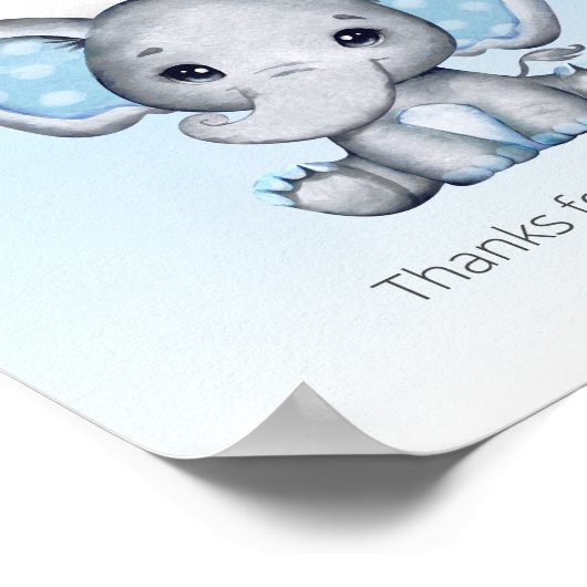 Elephant Blue Balloon Baby shower Behandeling Post Poster (Hoek)