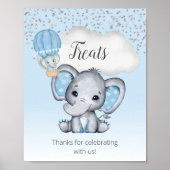 Elephant Blue Balloon Baby shower Behandeling Post Poster (Voorkant)