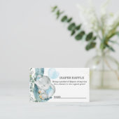 Elephant Blue Balloon Baby shower Diaper Raffle Informatiekaartje (Staand voorkant)