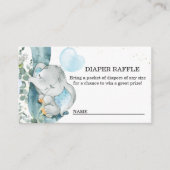 Elephant Blue Balloon Baby shower Diaper Raffle Informatiekaartje (Voorkant)