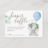 Elephant Blue Balloon Baby shower Diaper Raffle Informatiekaartje (Voorkant)