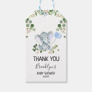 Elephant Blue Balloon Baby shower Favor Tag Cadeaulabel