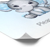 Elephant Blue Balloon Baby shower Favors Sign Poster (Hoek)