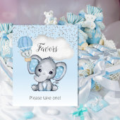 Elephant Blue Balloon Baby shower Favors Sign Poster