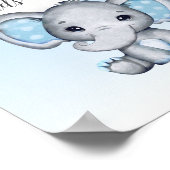 Elephant Blue Balloon Baby shower Kaarten Gifts Poster (Hoek)