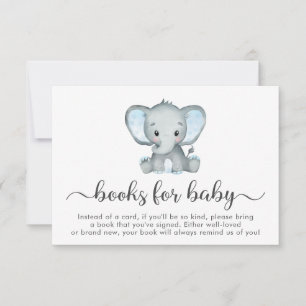 Elephant Blue Boeken voor Baby shower Kaart