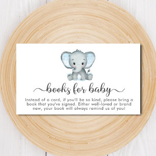 Elephant Blue Books voor Baby shower Informatiekaartje