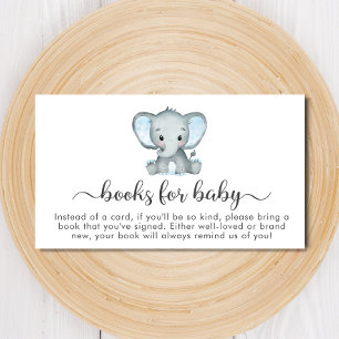 Elephant Blue Books voor Baby shower Informatiekaartje