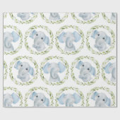 Elephant Blue Boy Baby shower Cadeaupapier (Vlak)