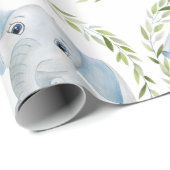 Elephant Blue Boy Baby shower Cadeaupapier (Rol Hoek)