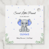 Elephant Blue Boy Baby shower Dank u Bedankjes Labels (Achterkant)