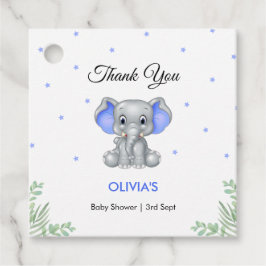 Elephant Blue Boy Baby shower Dank u Bedankjes Labels