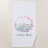 Elephant BLUE BUTTERFLES Beach Towel Strandlaken (Voorkant)