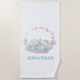 Elephant BLUE BUTTERFLES Beach Towel Strandlaken