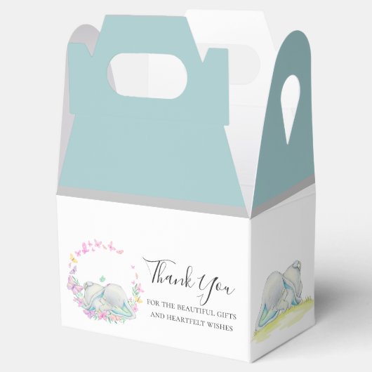 Elephant Blue Butterfly Vierbox Bedankdoosjes (Geopend)