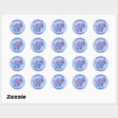 Elephant Blue Cartoon aangepaste tekst Ronde Sticker (Vel)