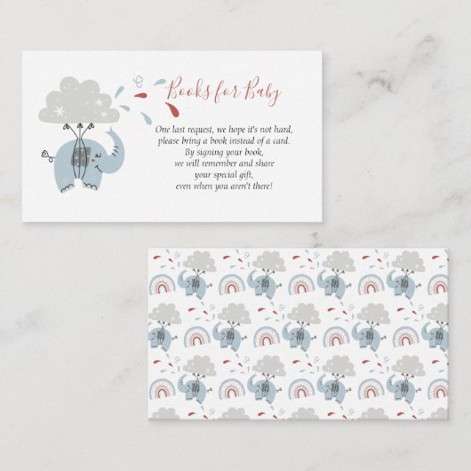 Elephant Blue Cute Boy boeken for Baby Informatiekaartje (Voorkant / Achterkant)