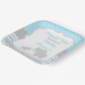 Elephant Blue en Grey Baby shower Party Papieren Bordje (Gebogen)