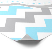 Elephant Blue en Grey Baby shower Party Poster (Hoek)