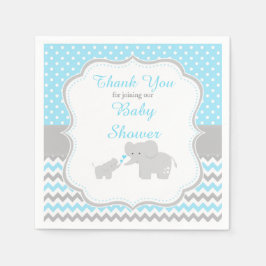 Elephant Blue en Grey Baby shower Party Servet
