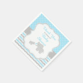 Elephant Blue en Grey Baby shower Party Servet (Hoek)