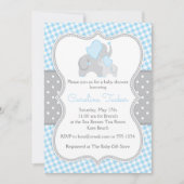 Elephant Blue en Grey Boy Baby shower Kaart (Voorkant)