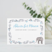 Elephant blue en grijs Baby shower Advice Cards Kaart (Staand voorkant)