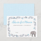 Elephant blue en grijs Baby shower Advice Cards Kaart (Voorkant / Achterkant)