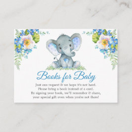 Elephant Blue Floral Baby shower boeken voor Baby Informatiekaartje