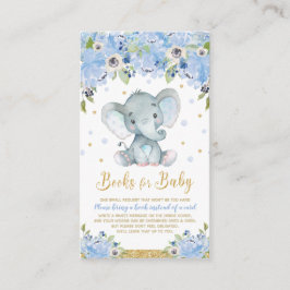 Elephant Blue Floral Baby shower Breng een boek Informatiekaartje