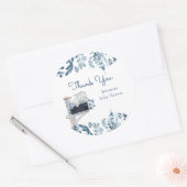 Elephant Blue Flowers Baby shower per post Ronde Sticker (Envelop)