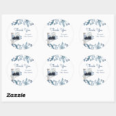 Elephant Blue Flowers Baby shower per post Ronde Sticker (Vel)