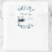 Elephant Blue Flowers Baby shower per post Ronde Sticker (Tas)