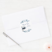 Elephant Blue Flowers Baby shower per post Ronde Sticker (Envelop)