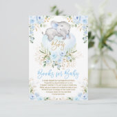 Elephant Blue Gold Floral Books for Baby Boy Informatiekaartje (Staand voorkant)