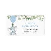 Elephant blue greenery ballonnen adres etiket (Voorkant)