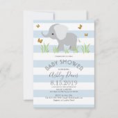 Elephant Blue Grey Boy Baby shower nodigt uit Kaart (Voorkant)