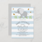 Elephant Blue Grey Boy Baby shower nodigt uit Kaart (Voorkant / Achterkant)