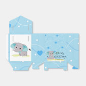 Elephant Blue hart Birthday Boy Favor Box Bedankdoosjes (Uitgevouwen)