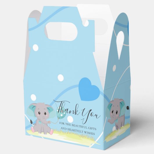 Elephant Blue Harts Ballon Favor Box Bedankdoosjes (Geopend)