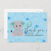 Elephant Blue Harts Balloons Hartelijk dank Briefkaart (Voorkant / Achterkant)