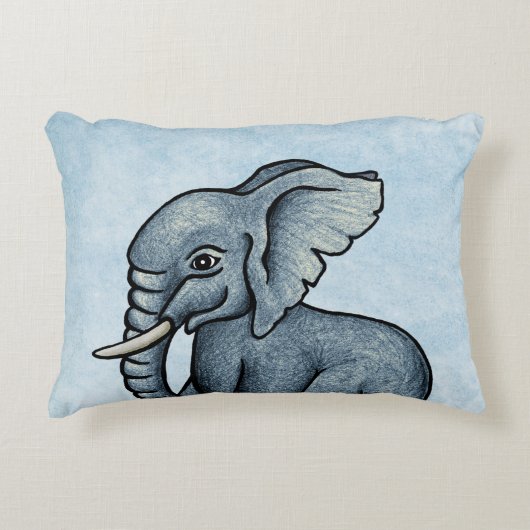 Elephant Blue Personalized Accent Pillow Kussen (Voorkant)