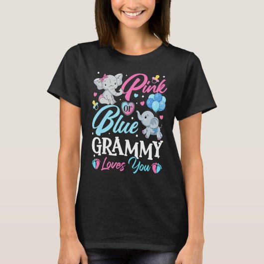 Elephant Blue Pink Grammy houdt van je Zwangerscha T-shirt (Voorkant)